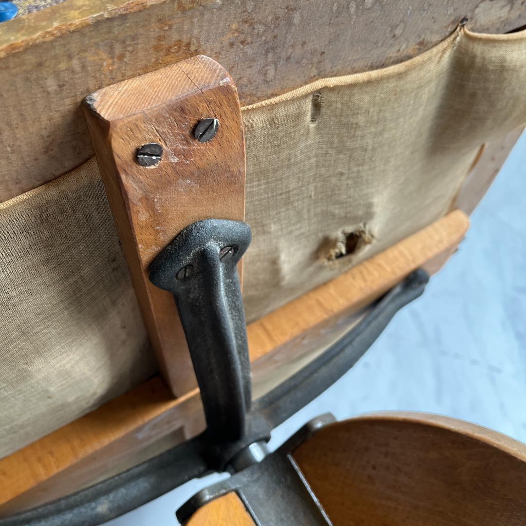 古い木製回転椅子 ドクターチェア ベロアシート ヴィンテージ レトロ 中古