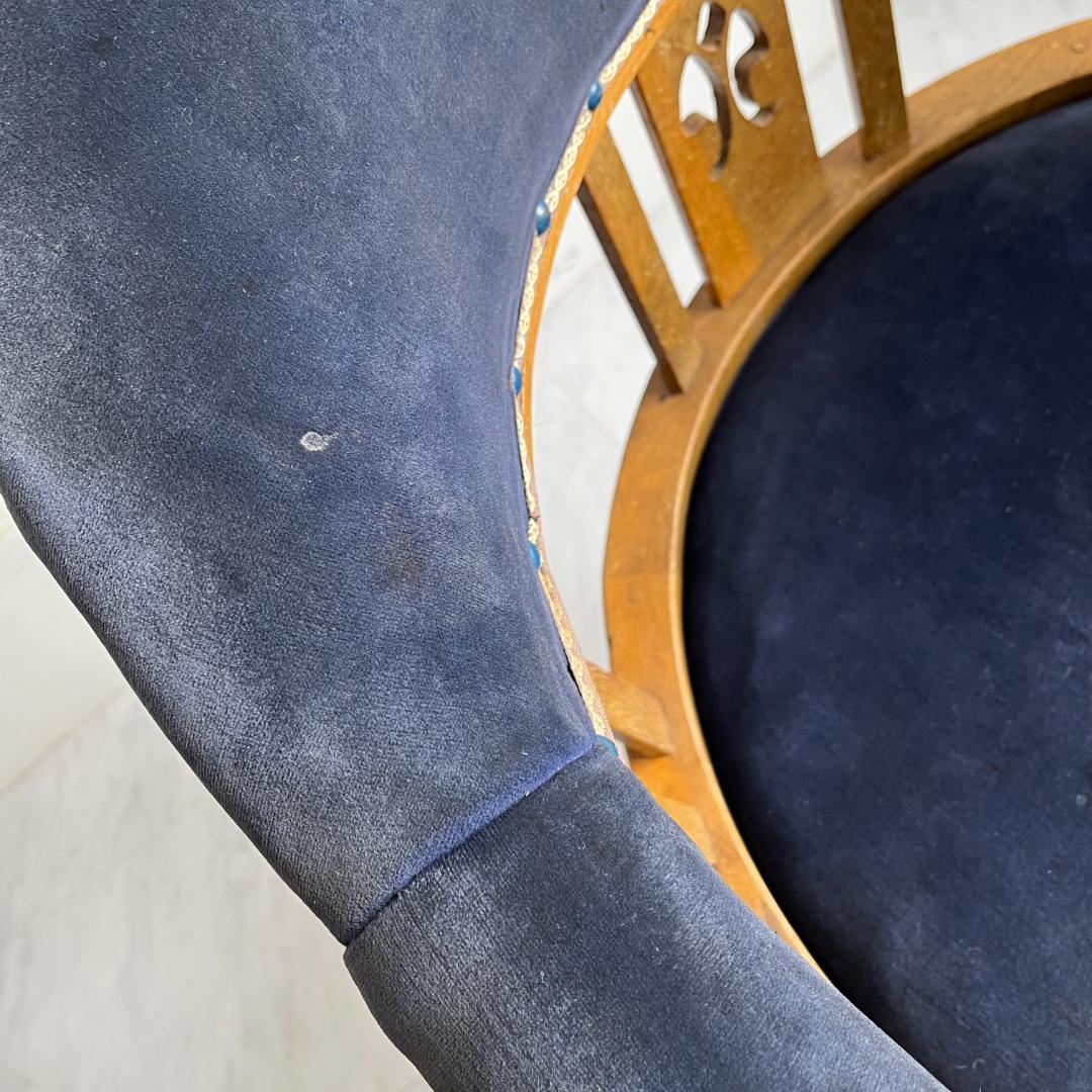 古い木製回転椅子 ドクターチェア ベロアシート ヴィンテージ レトロ 中古