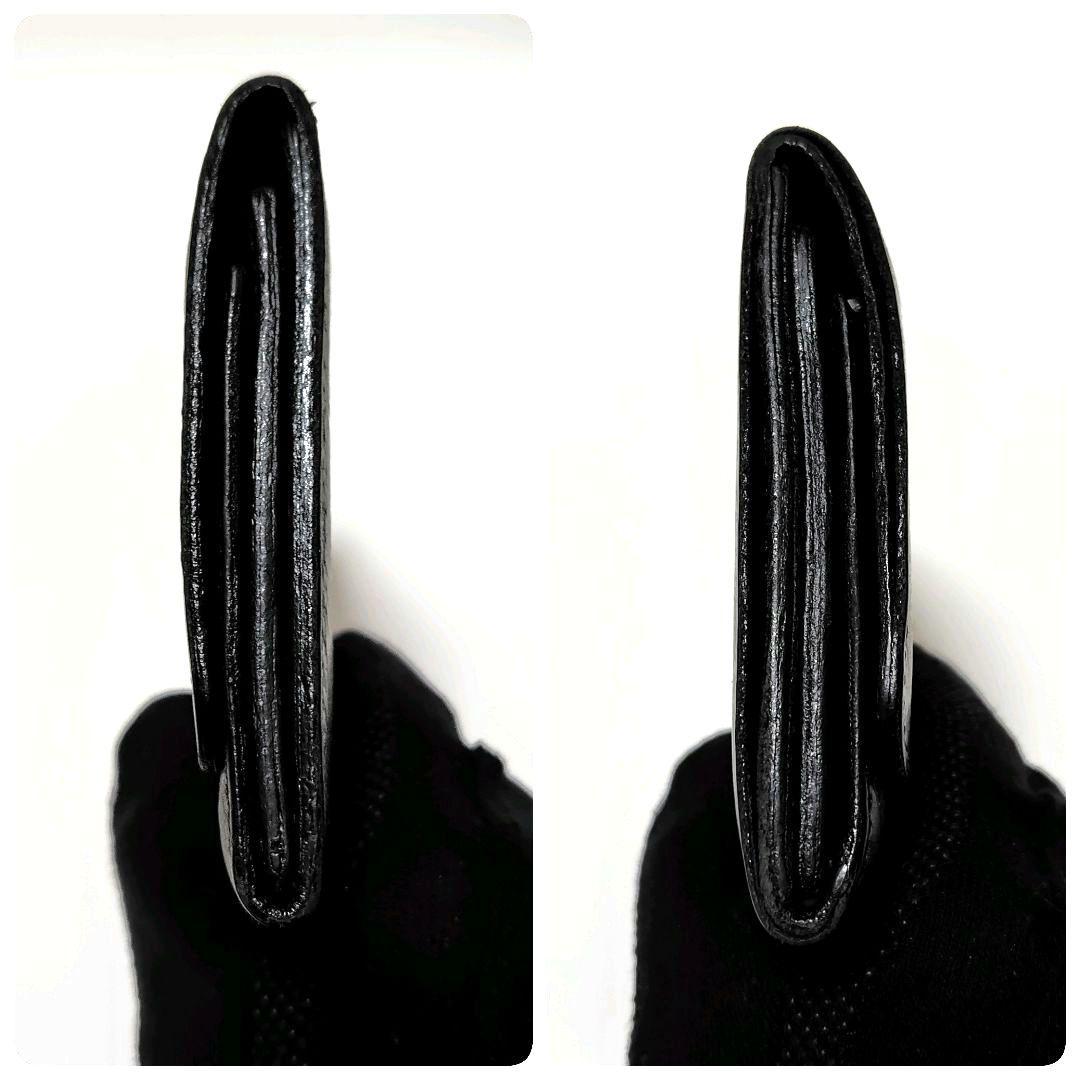 イルビゾンテ　折り財布　黒　レザー　ロゴ型押し　金ボタン