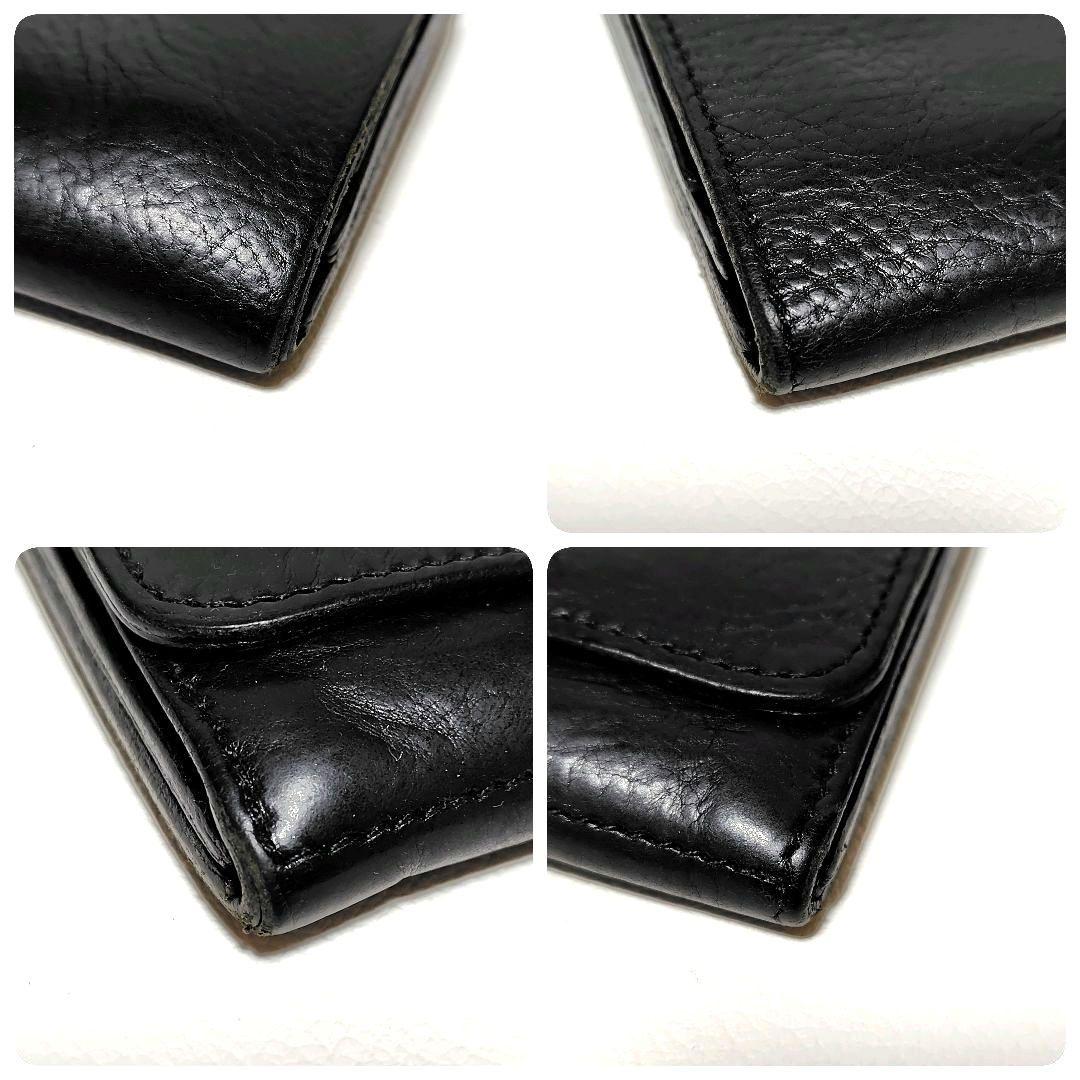 イルビゾンテ　折り財布　黒　レザー　ロゴ型押し　金ボタン