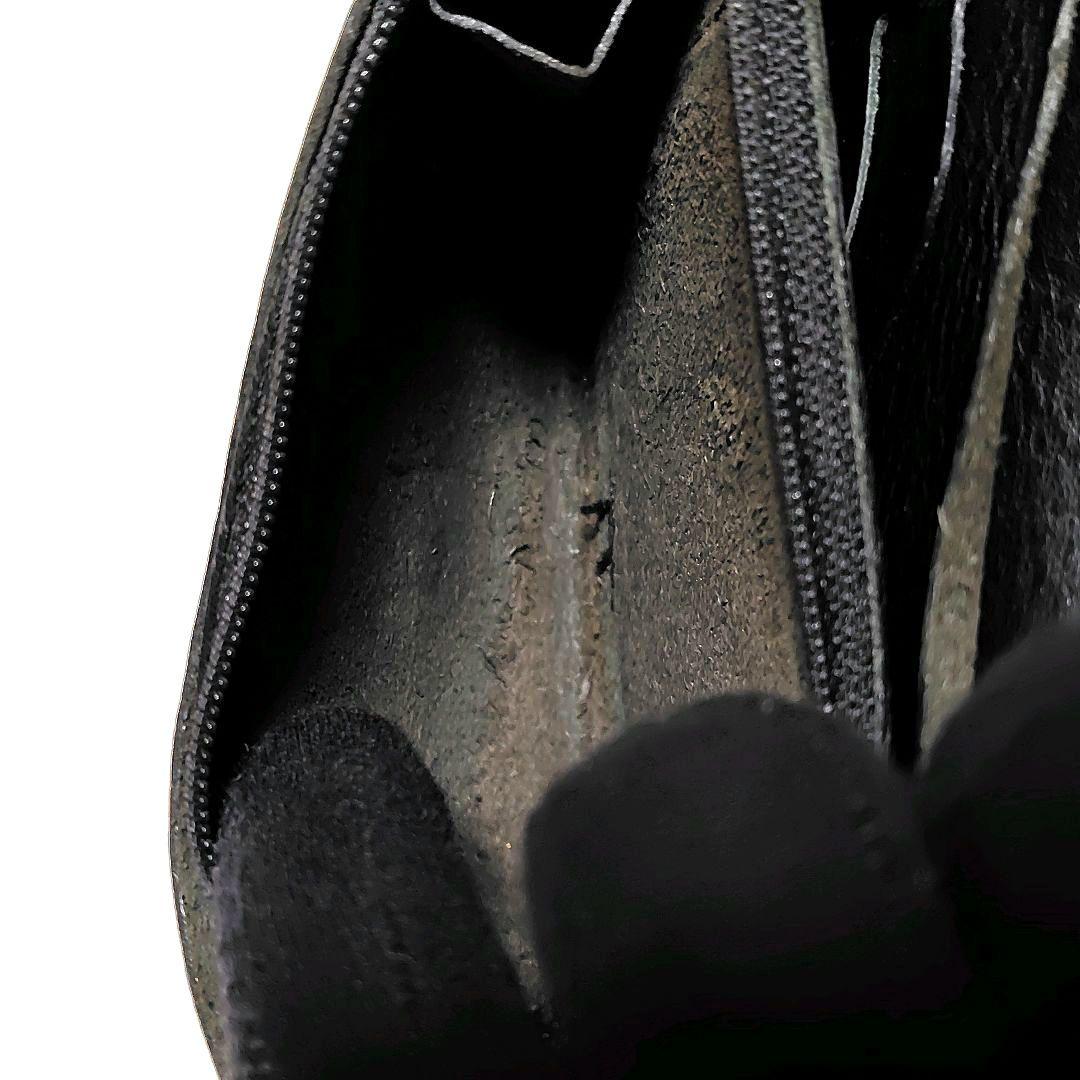 イルビゾンテ　折り財布　黒　レザー　ロゴ型押し　金ボタン