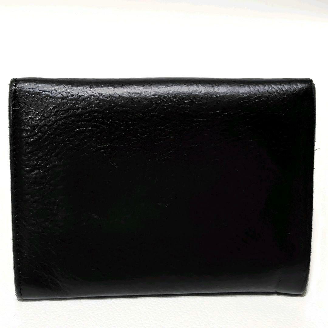 イルビゾンテ　折り財布　黒　レザー　ロゴ型押し　金ボタン