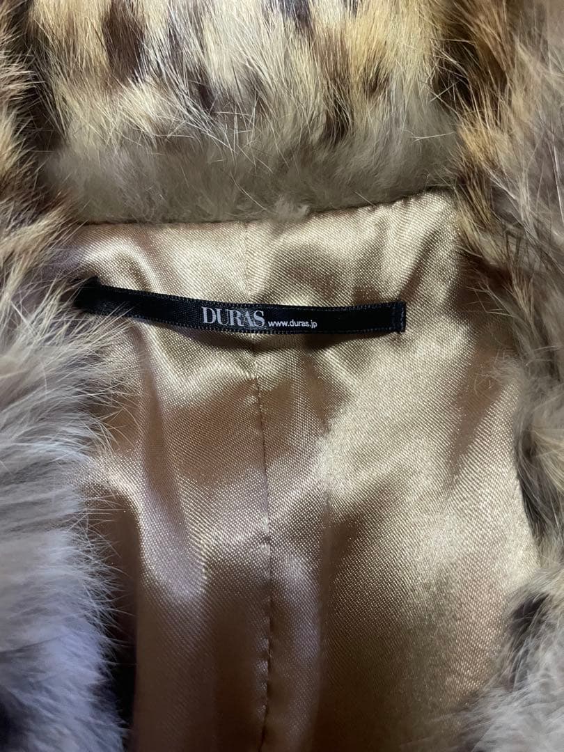 新品未使用　DURAS ヒョウ柄コート　ラビットファー100%