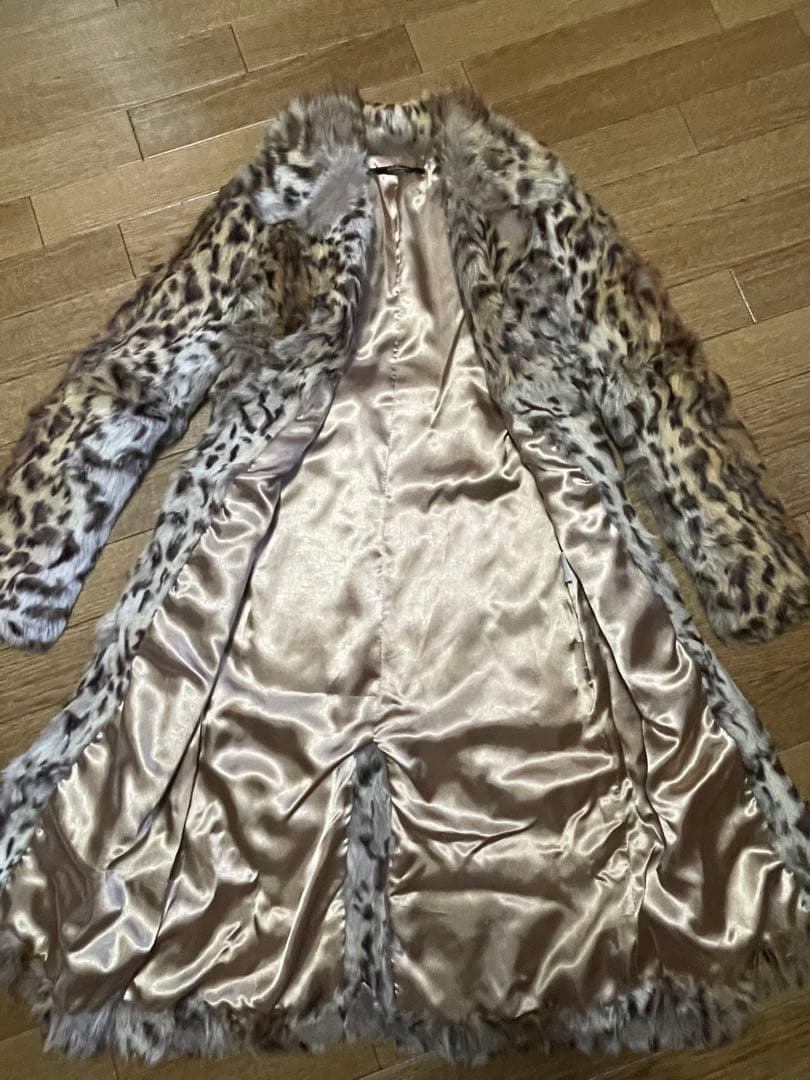 新品未使用　DURAS ヒョウ柄コート　ラビットファー100%
