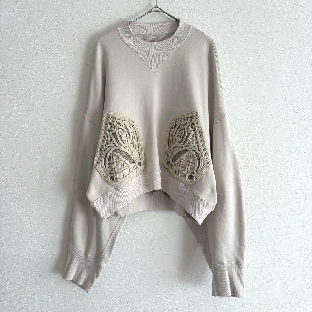 25SS 美品 マメクロゴウチ コード刺繍 スウェット トレーナー L