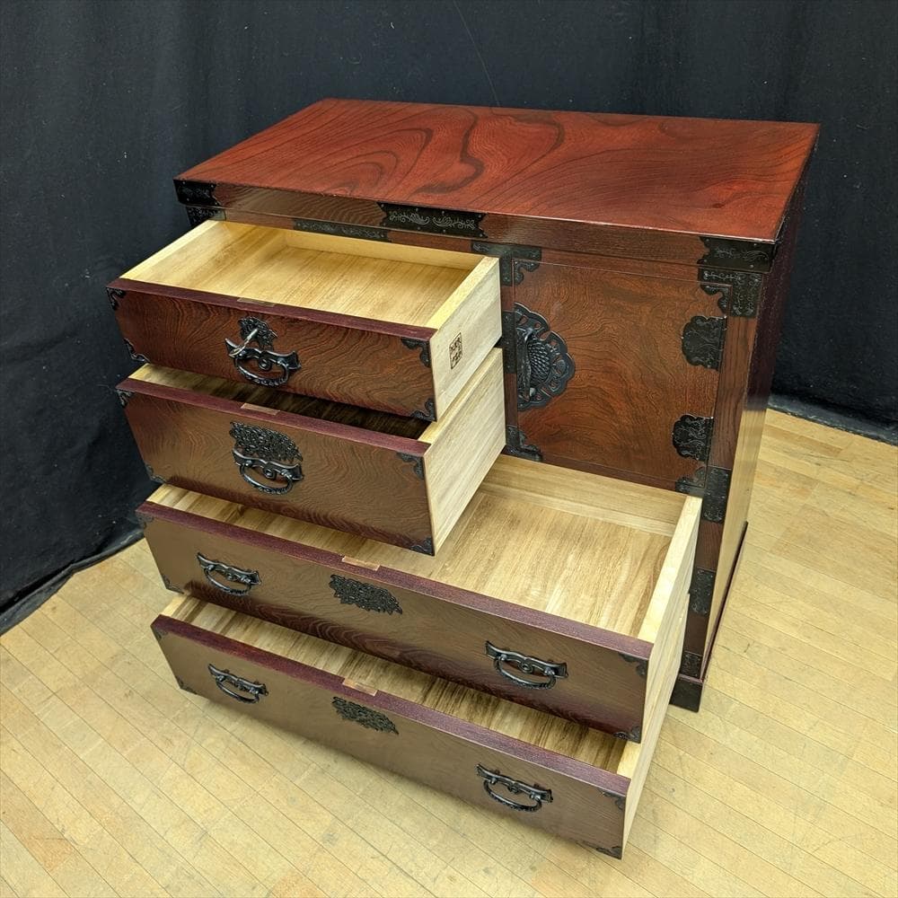 江戸民芸　牧正 作　欅 ケヤキ　整理箪笥　タンス　たんす　箪笥　チェスト　抽斗