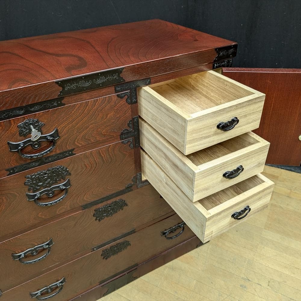 江戸民芸　牧正 作　欅 ケヤキ　整理箪笥　タンス　たんす　箪笥　チェスト　抽斗