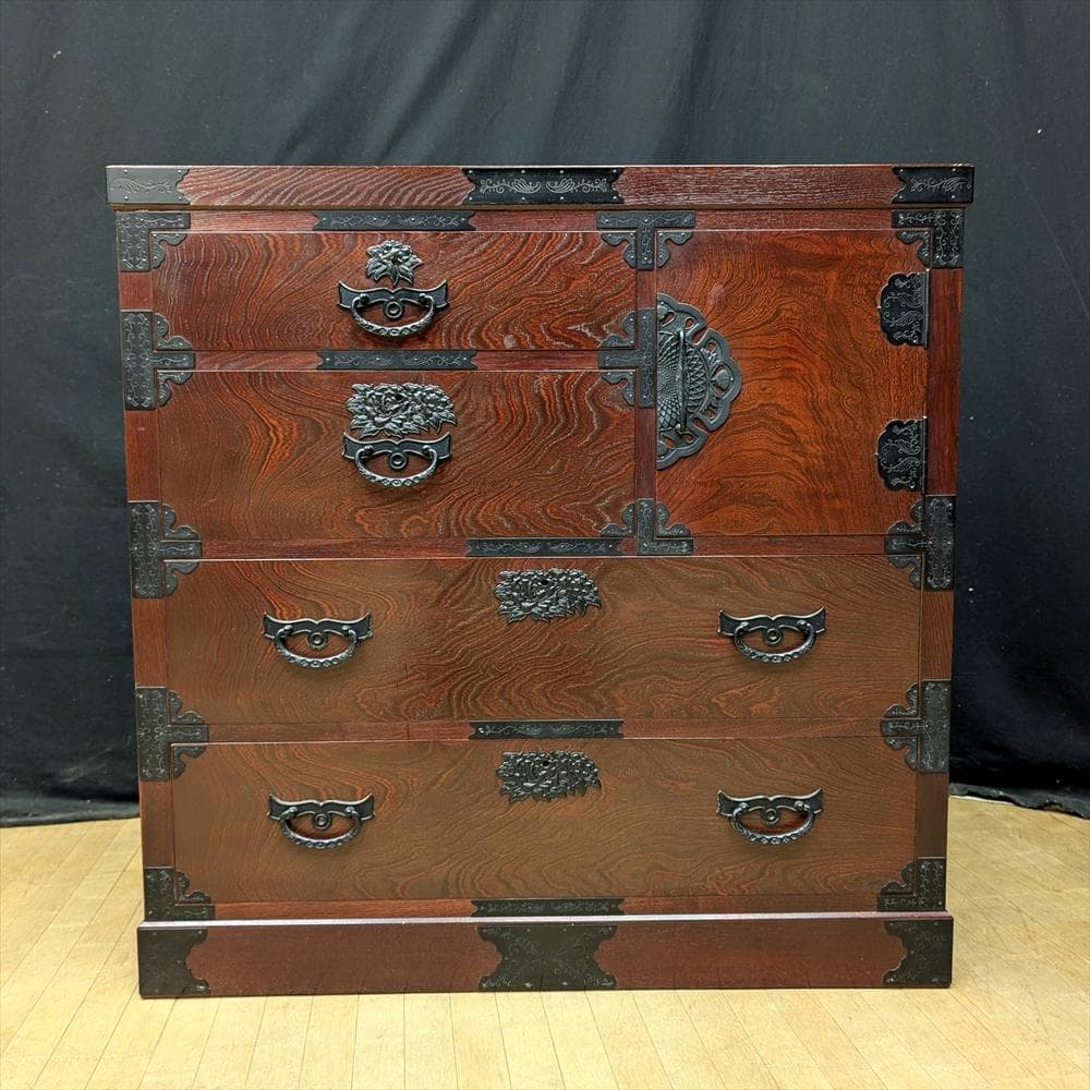 江戸民芸　牧正 作　欅 ケヤキ　整理箪笥　タンス　たんす　箪笥　チェスト　抽斗