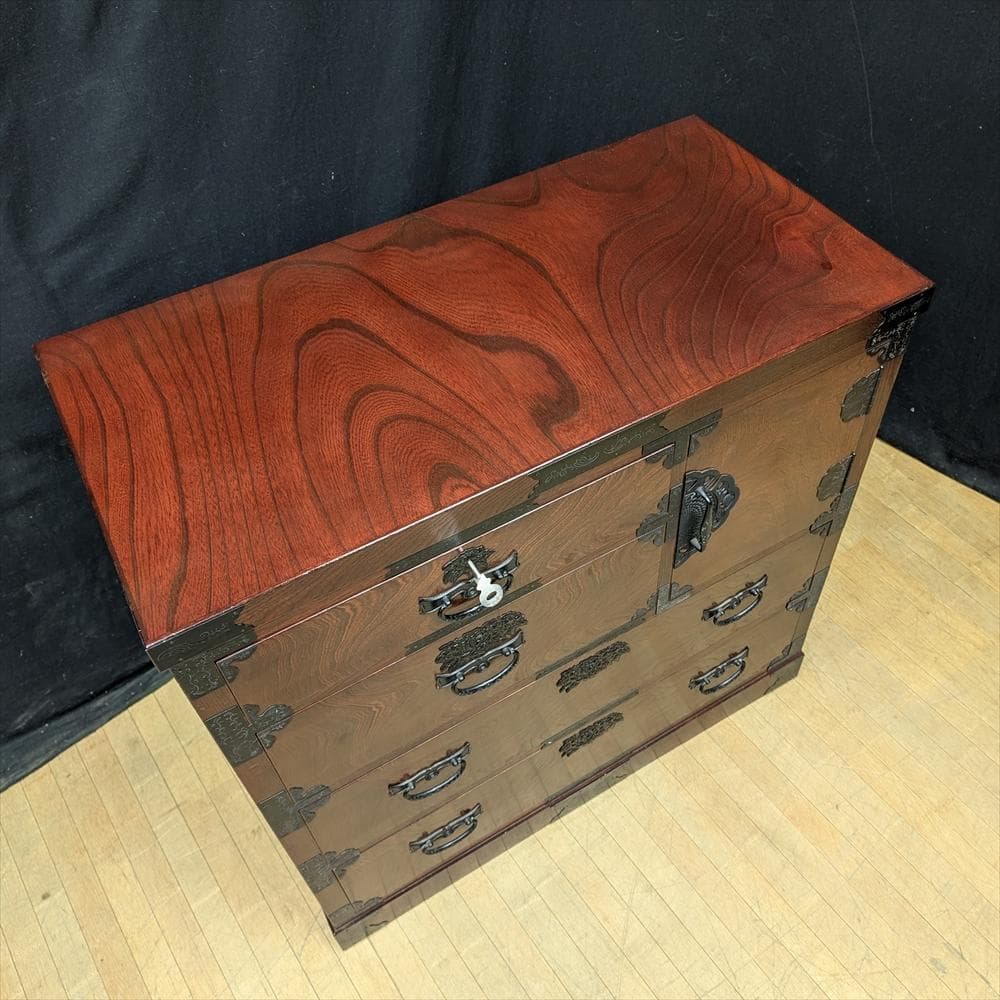 江戸民芸　牧正 作　欅 ケヤキ　整理箪笥　タンス　たんす　箪笥　チェスト　抽斗