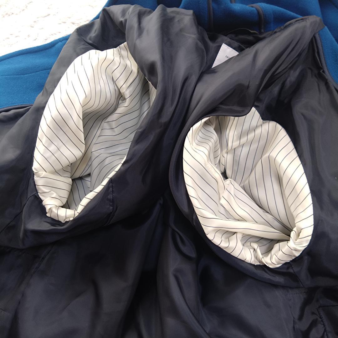 Ｌ　シップスSHIPS ダッフルコート メリノウール 140S トグル　青　Ｌ