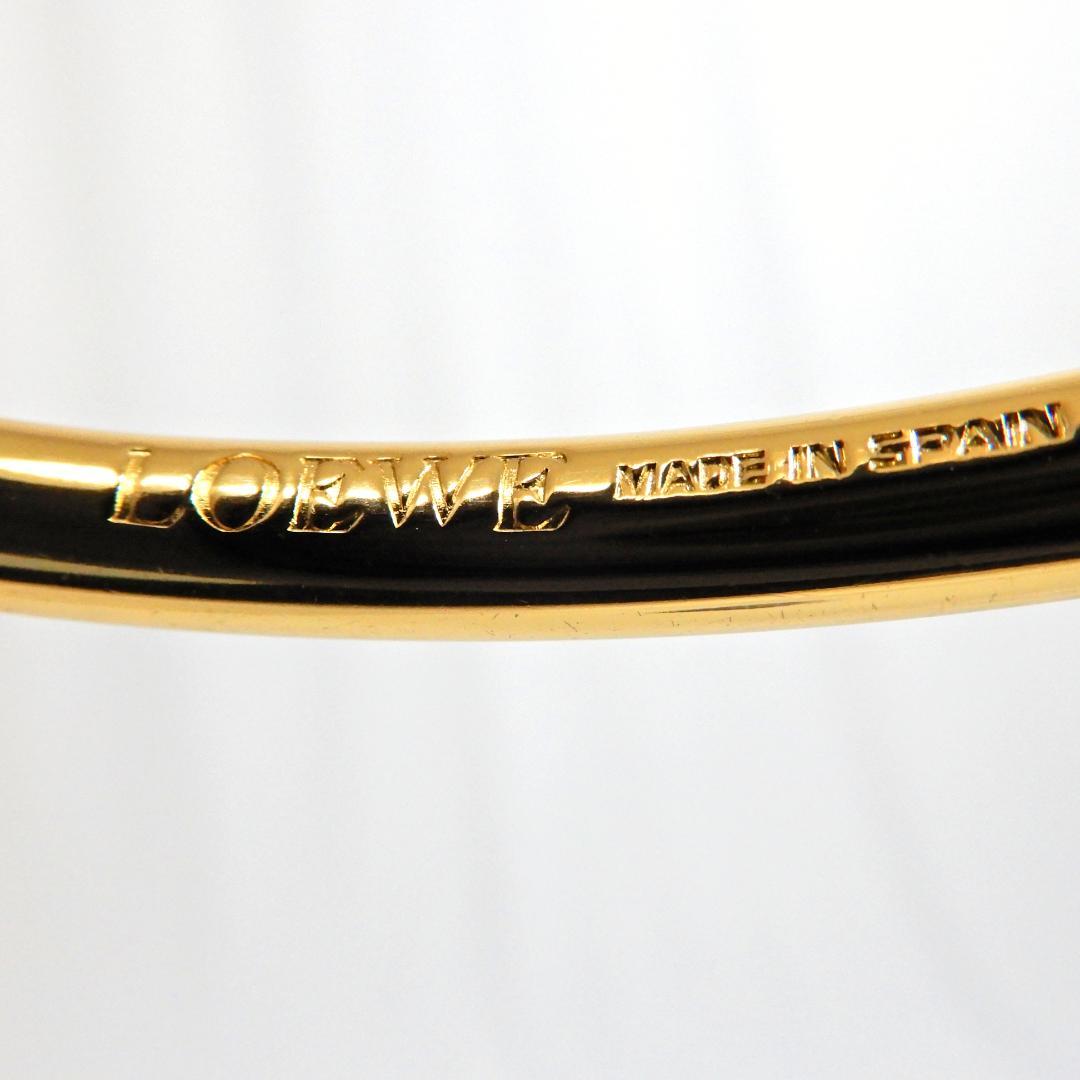 LOEWE ロエベ　バングル ブレスレット　アナグラム　メタル×レザー