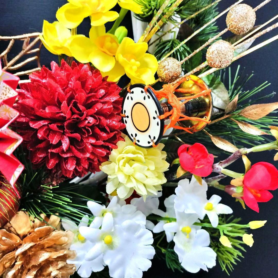 商品名【睦花】華やか！❤ ダリアとマムのお正月リース 冬リース 玄関リース