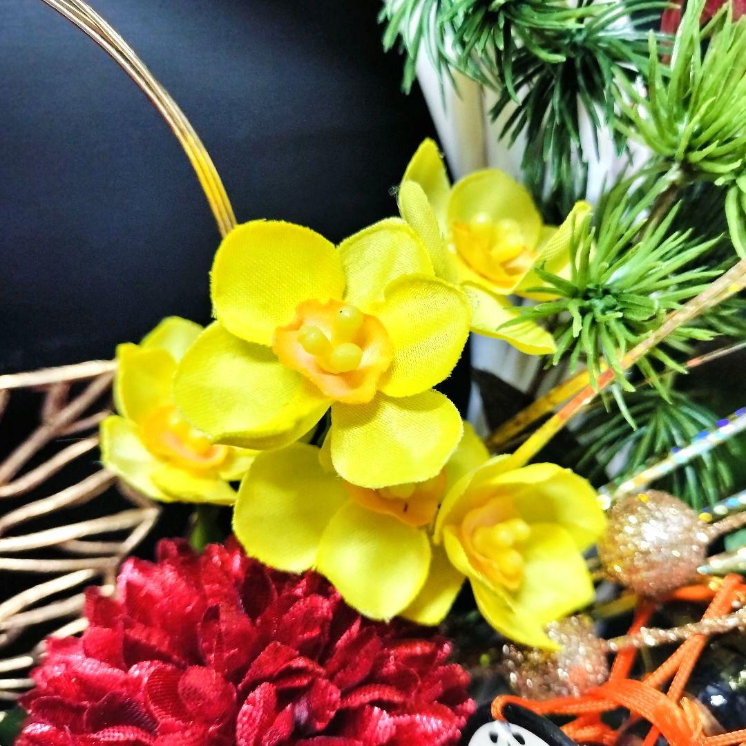 商品名【睦花】華やか！❤ ダリアとマムのお正月リース 冬リース 玄関リース