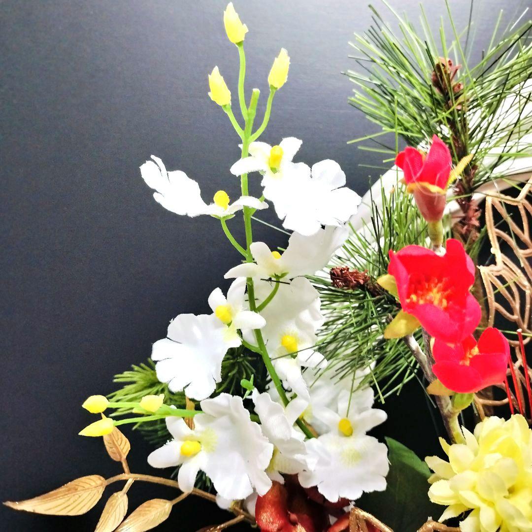 商品名【睦花】華やか！❤ ダリアとマムのお正月リース 冬リース 玄関リース