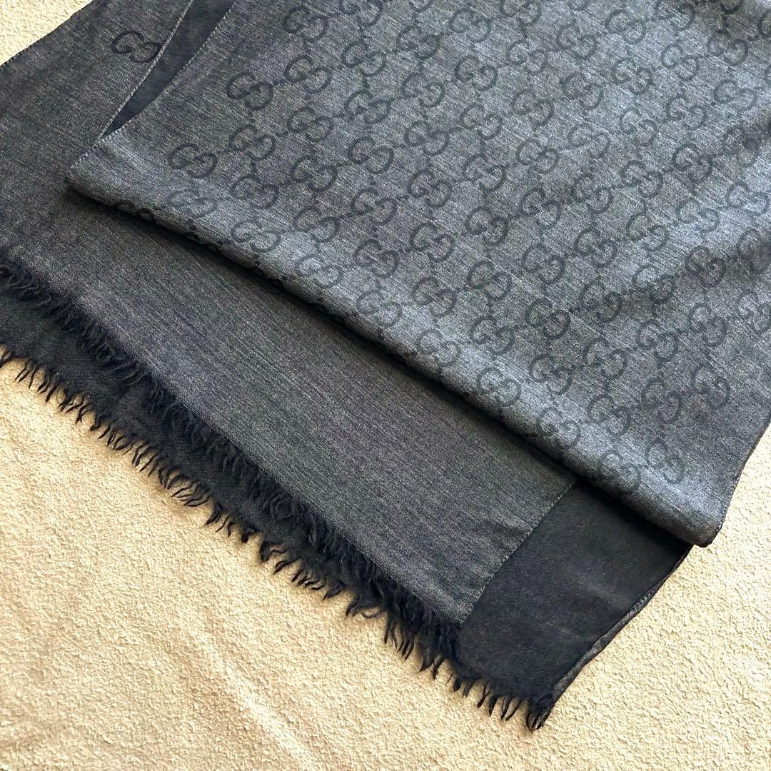 【これからの季節に一点盛り！】Gucci /GGロゴ柄ウール混紡マフラー