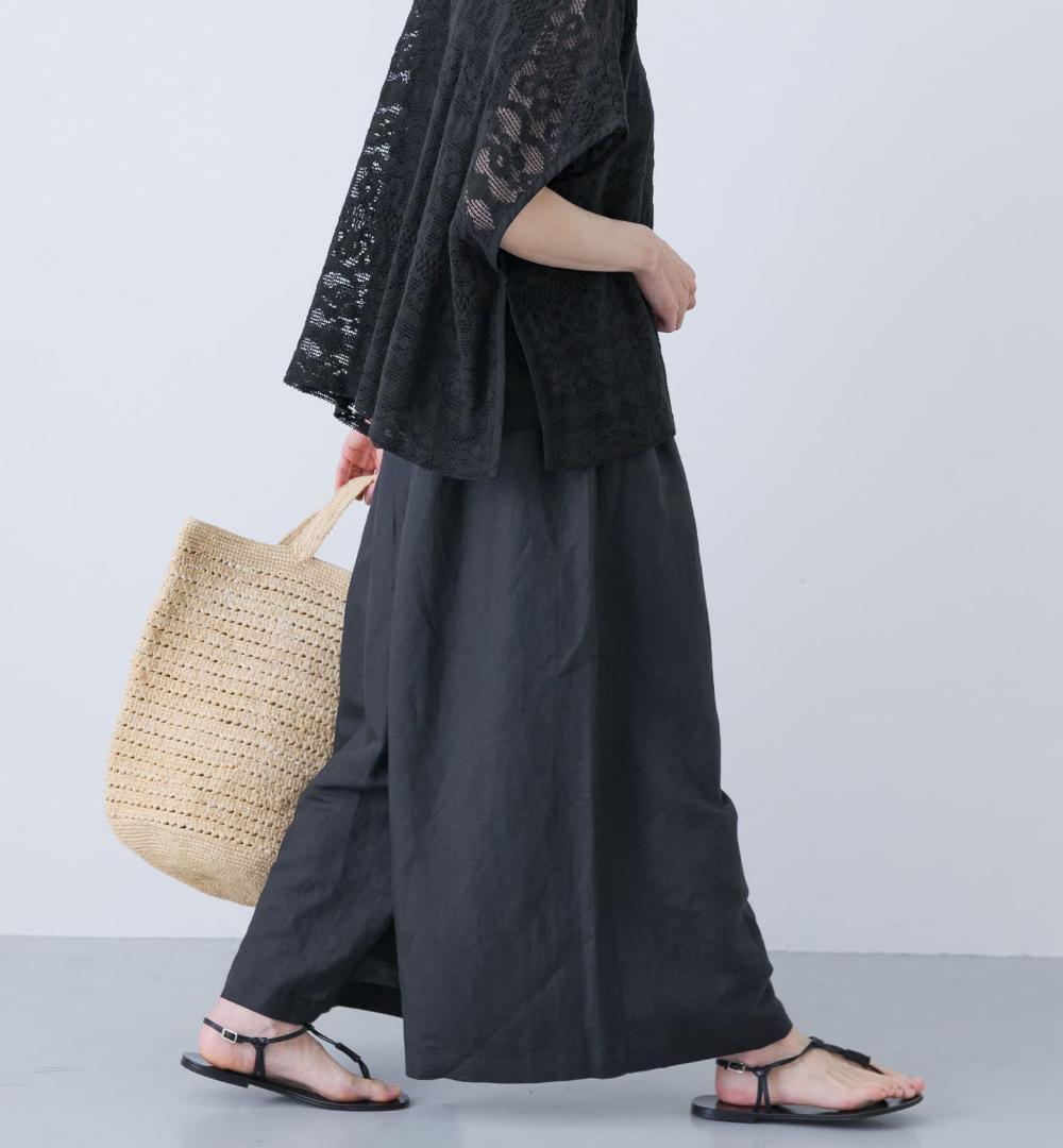 2025 春夏新作 かぐれ kagure リネンレーヨンワイドギャザーパンツ＊B