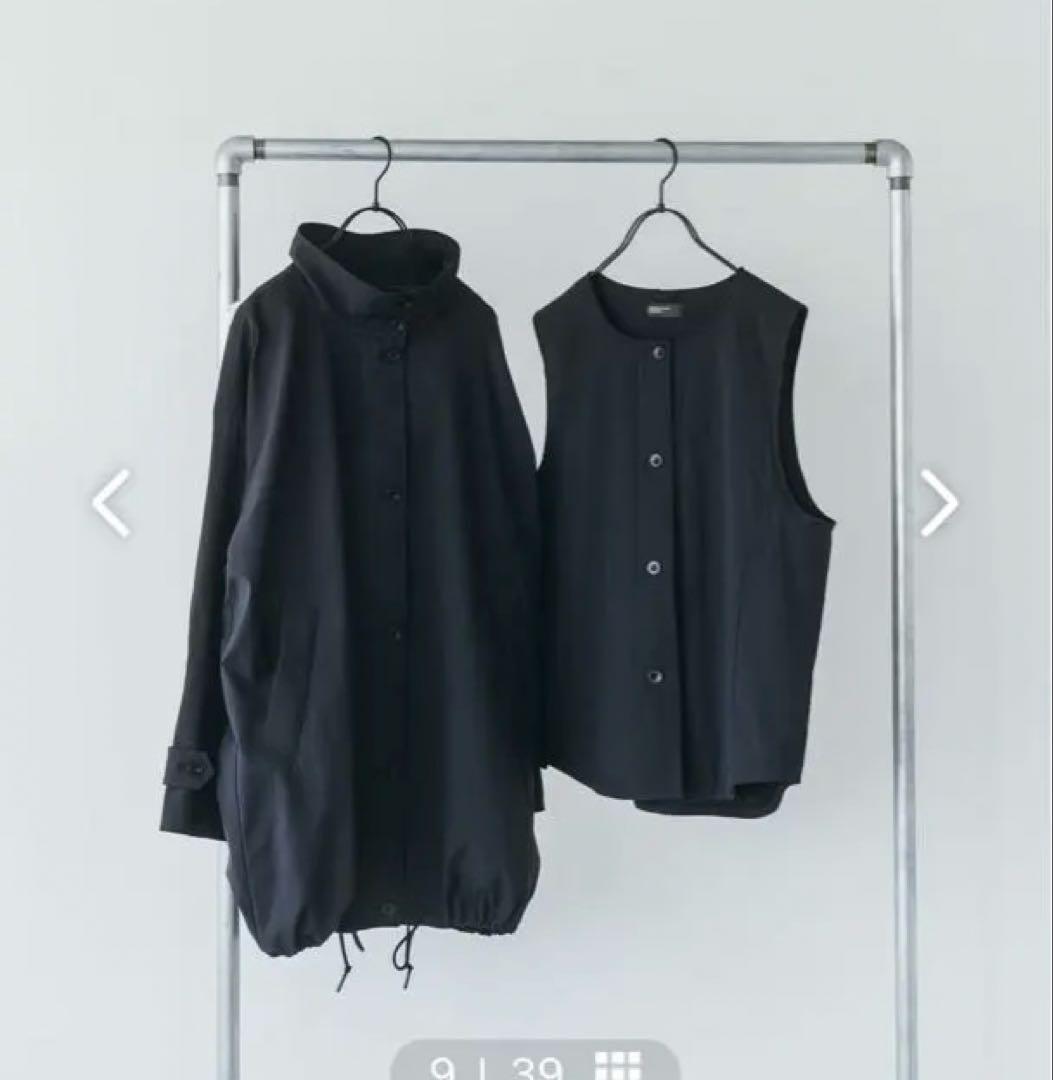 北欧暮らしの道具店　中綿ベスト付きのかろやかミドル丈アウター（Sサイズ)