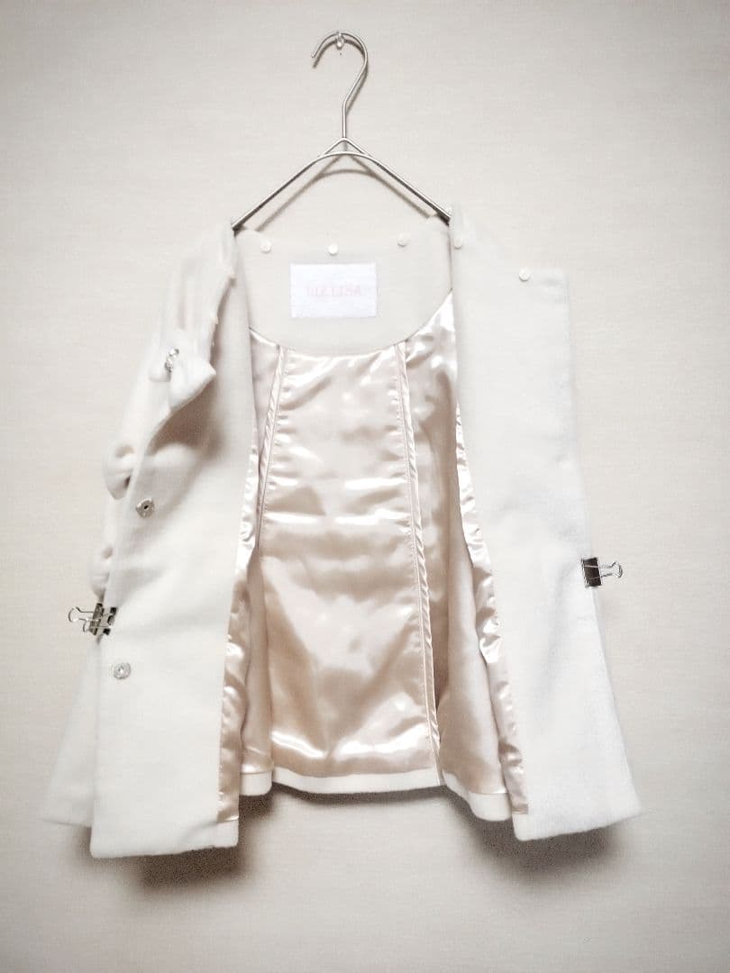 LIZ LISA　リボンビジュー釦ファー襟ケープコート　０