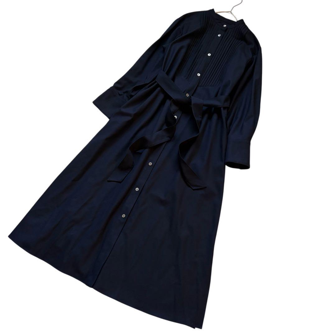 23区 CLASSY. 洗えるウールストレッチツイル ピンタック ワンピース