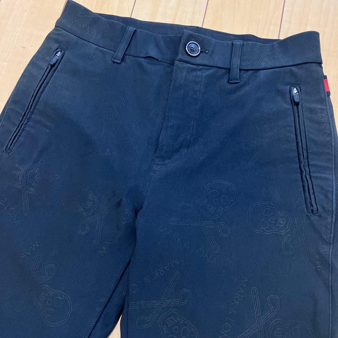 MARK&LONA マークアンドロナ　ストレッチパンツ　総柄　ブラック　38