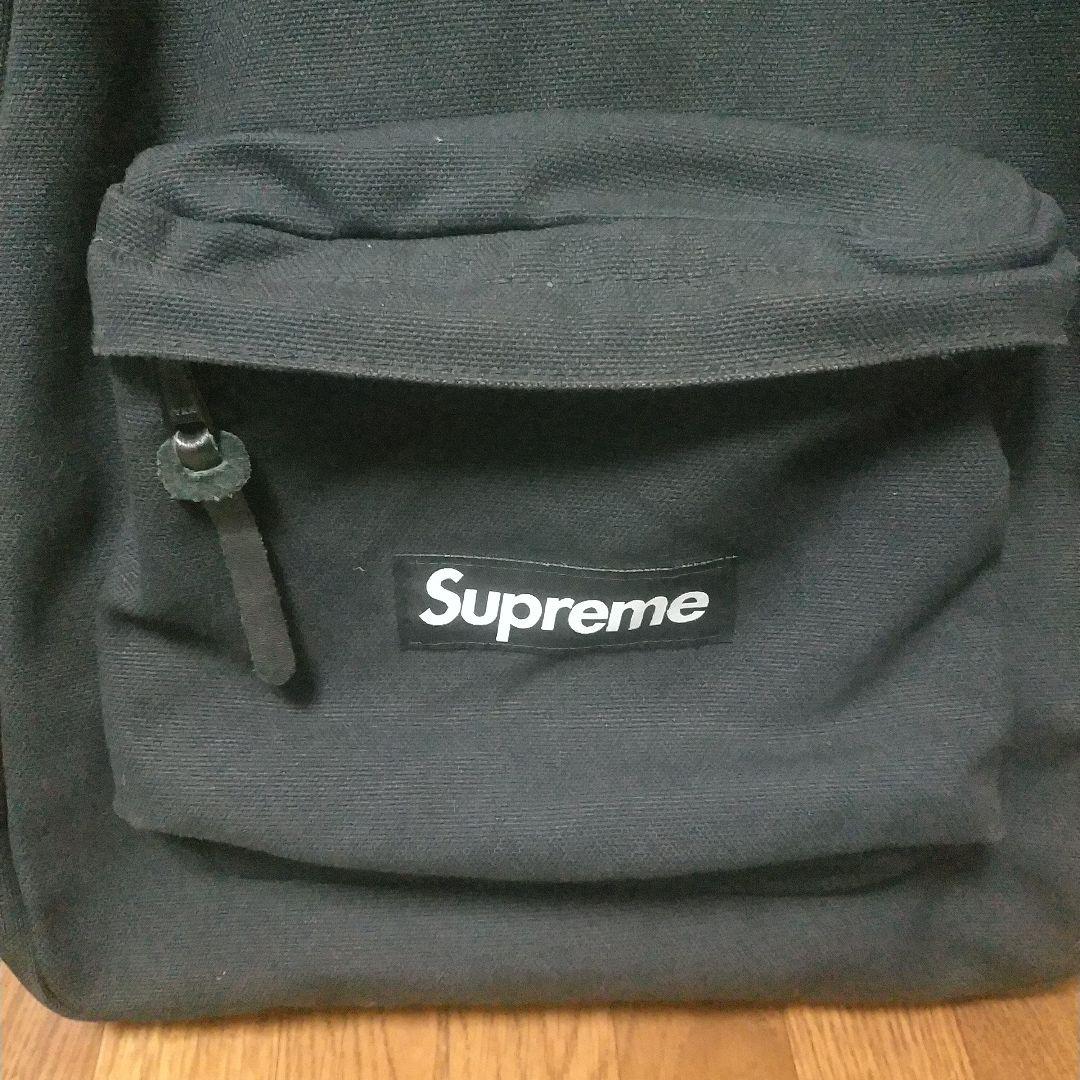 Supreme ボックスロゴ キャンバス バックパック　ブラック