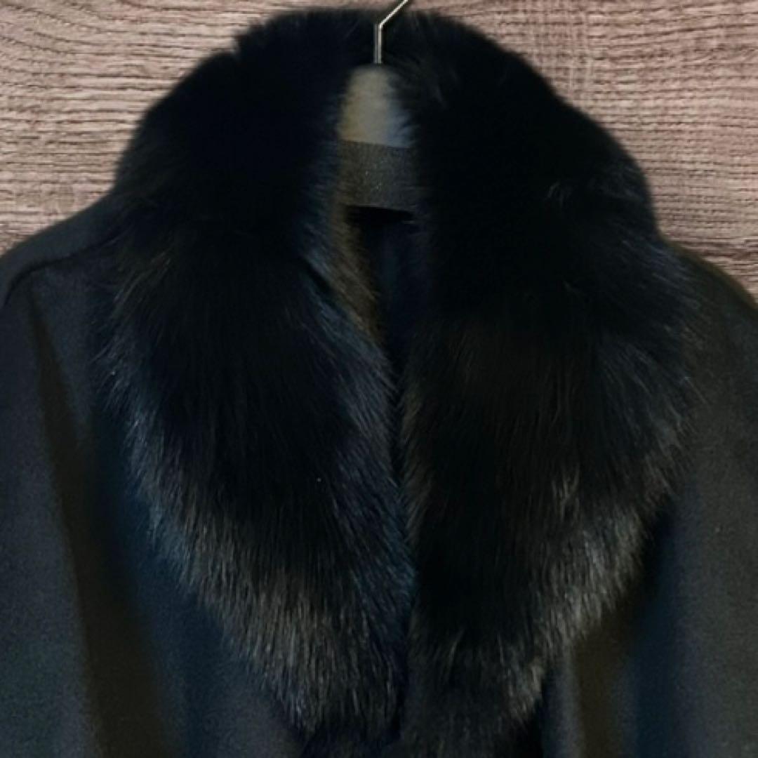 ☆ROSASE CLUB☆カシミヤブルーフォクスファー付きケープコート