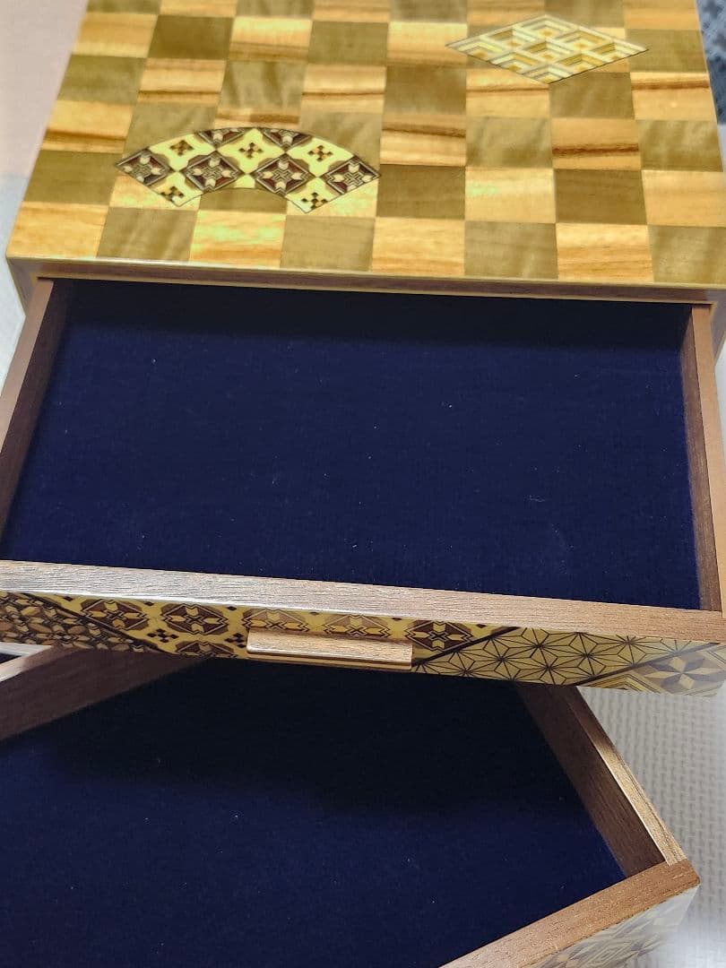 箱根寄木細工 木製収納ボックス　三段