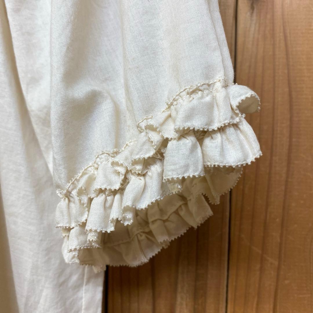 <極美品>ピンクハウス 綿ローン 半袖チュニックブラウス 生成り バニラ