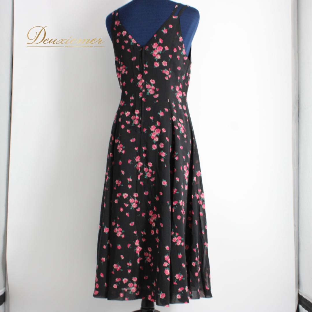 【美品 日本製社交ダンス衣装】ワンピース ドレス Sanline 黒 緑