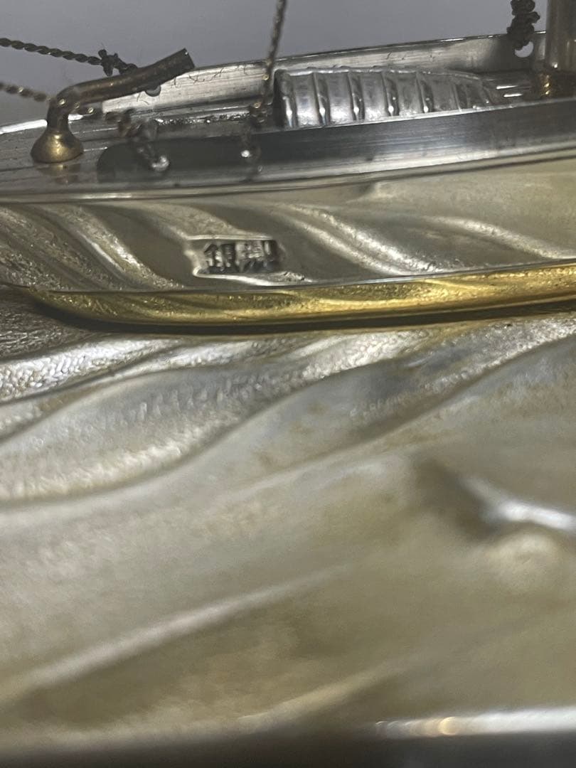 純銀製帆船ガラスケース付