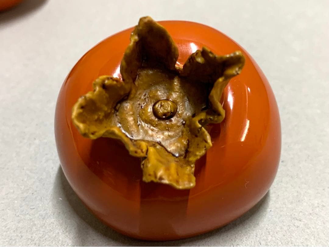 畦地多喜翁作 柿香合 茶道具 漆器 香合 柿型香合 金箔仕上げ