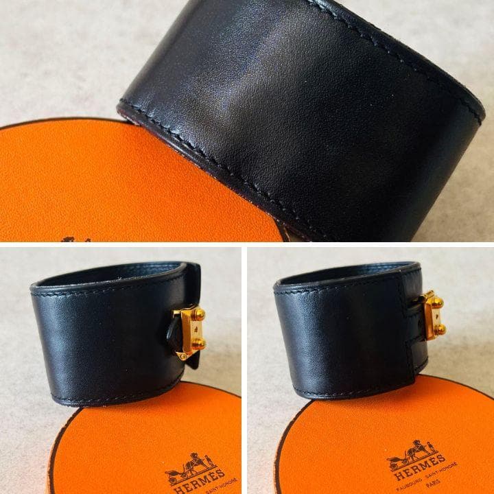 極美品✨エルメス ケリードッグ ブレスレット 黒 ゴールド金具 レザー 本革