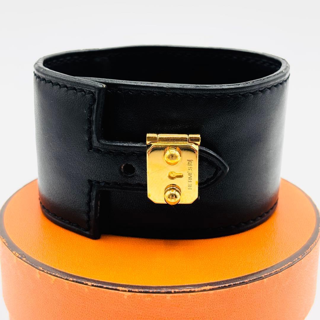 極美品✨エルメス ケリードッグ ブレスレット 黒 ゴールド金具 レザー 本革