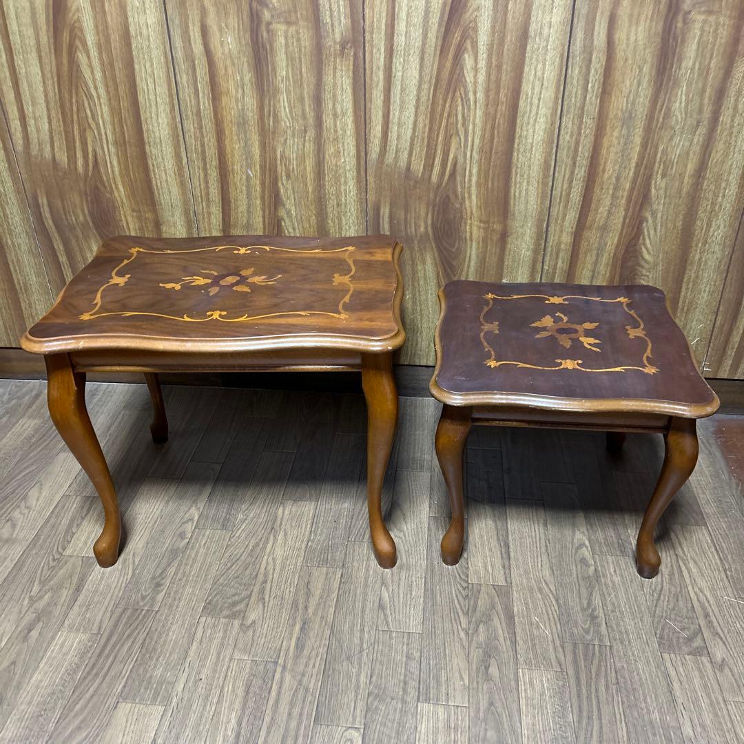 イタリア 象嵌 猫足　アンティーク ネストテーブル　　　　 3セット