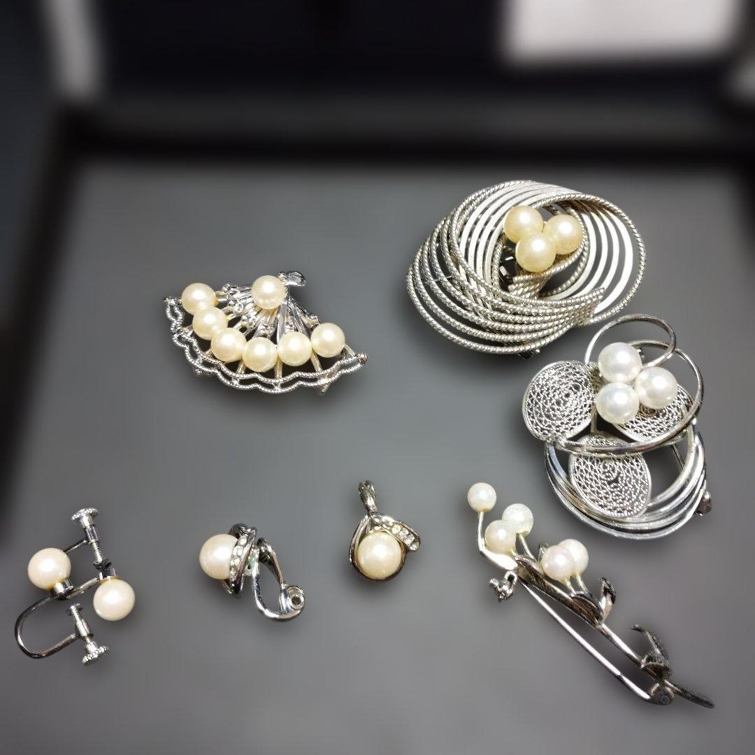 最終価格！パールネックレス アンティーク ブローチ イヤリング まとめ売り