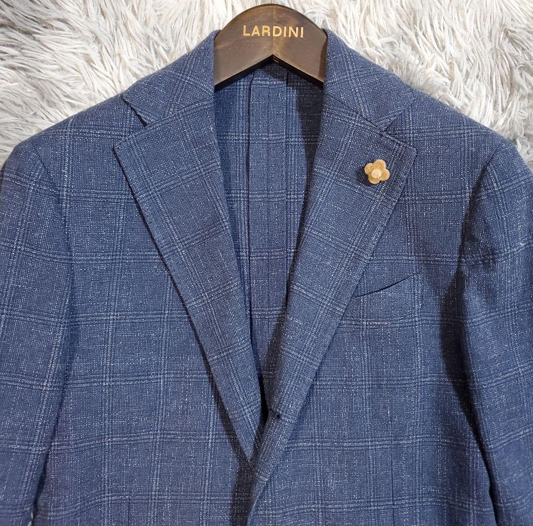 【良品】ラルディーニ　コットンリネンジャケット　近年タグ　ネイビー　44