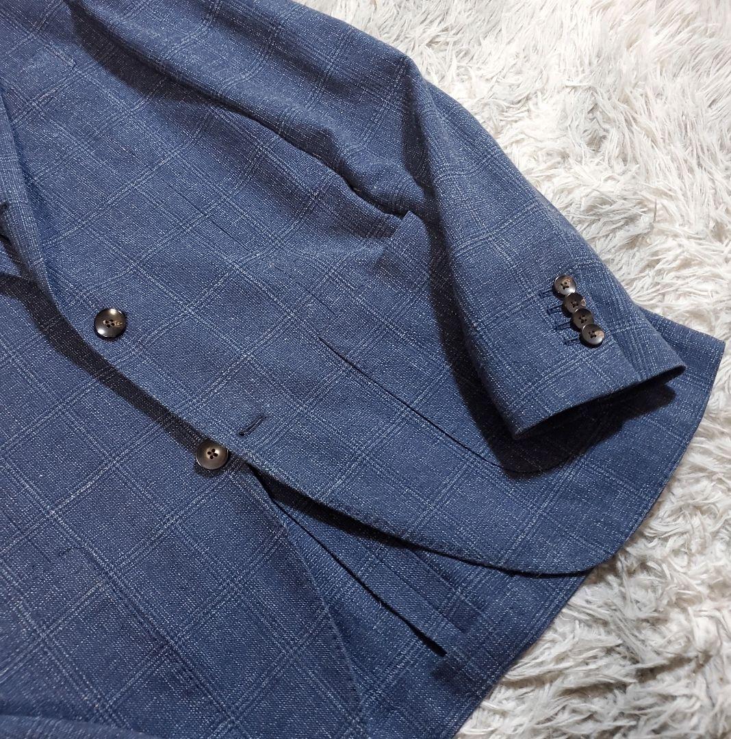 【良品】ラルディーニ　コットンリネンジャケット　近年タグ　ネイビー　44