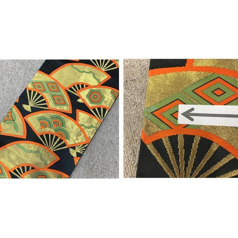 412ag66□七五三 七歳 女児 着物&袋帯 縮緬地 型染 紅型風□状態良好u