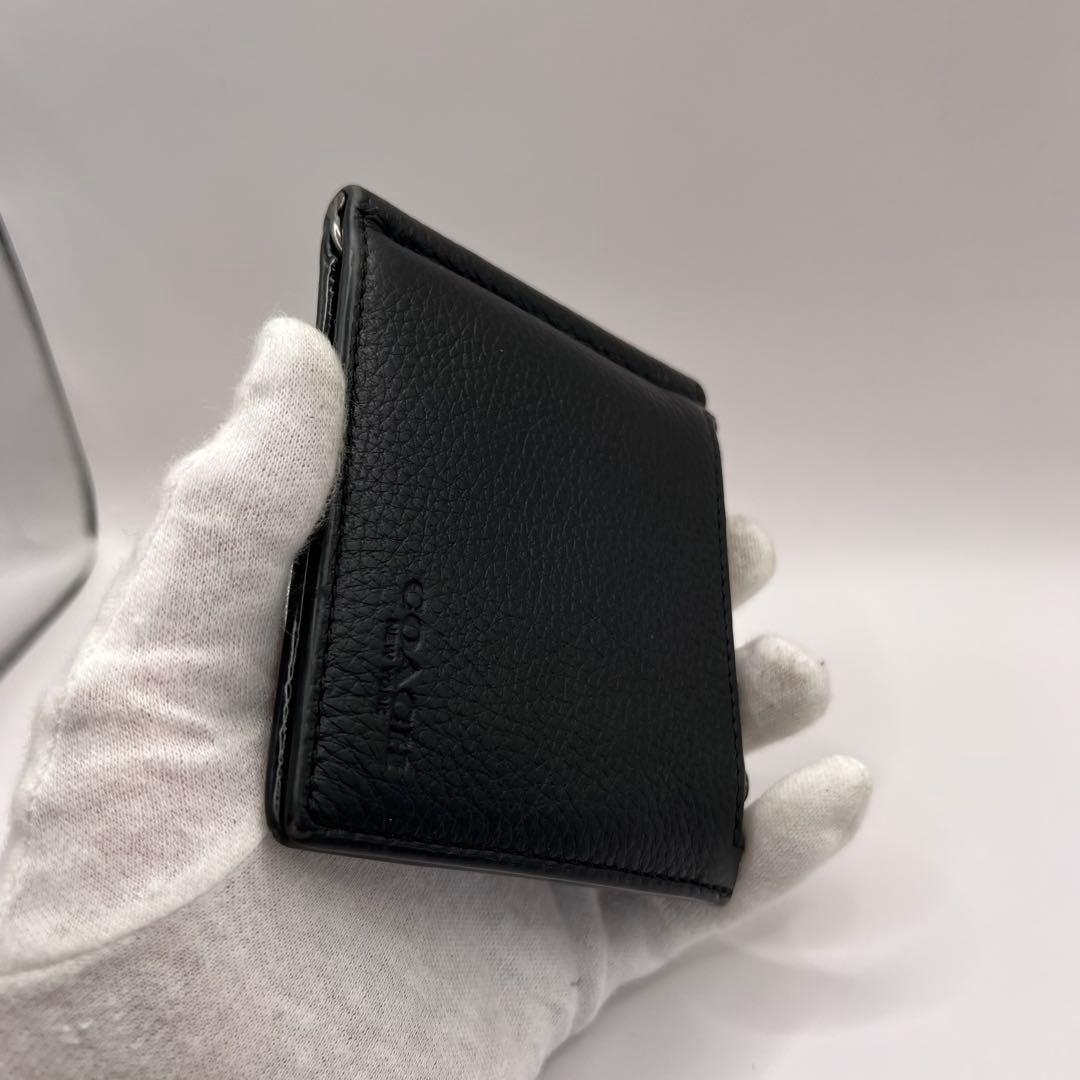 COACH C8272 二つ折り財布　マネークリップ　ブラック レザー　財布