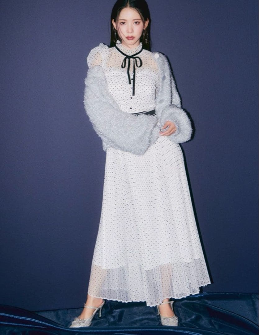 【LILY BROWN×MARY QUANT】ベルト付きドットチュールドレス