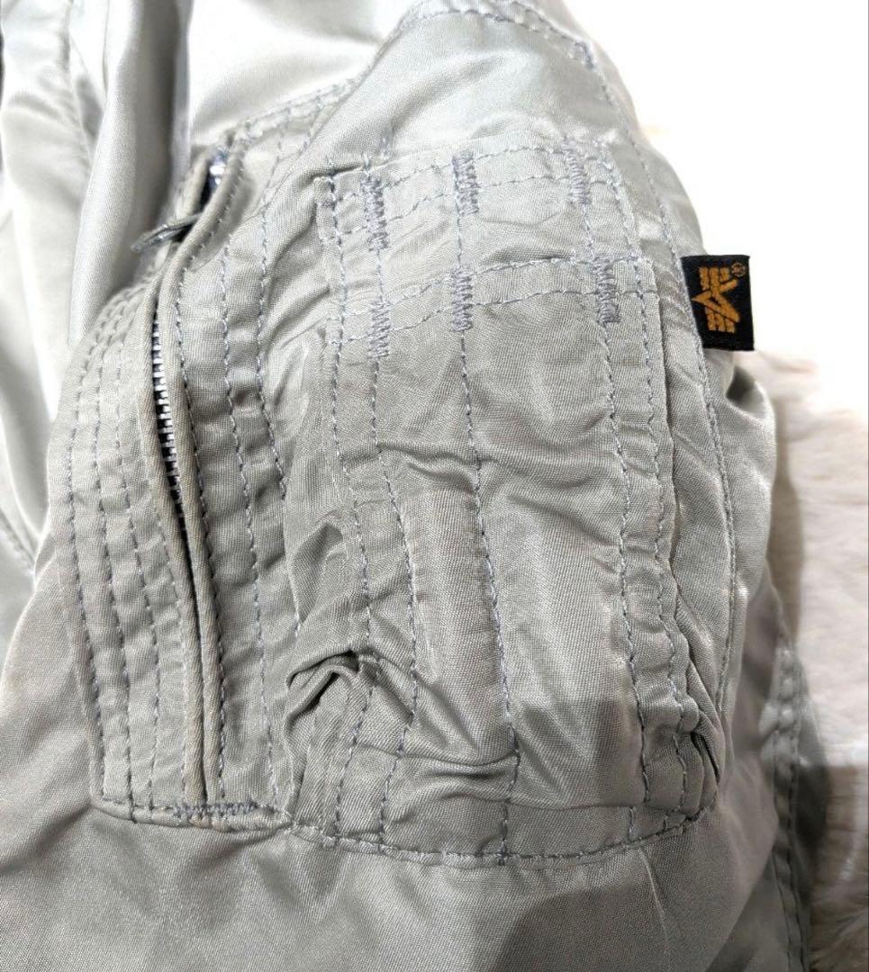 希少　アルファ 米軍 フライトジャケット　シルバー　短丈 厚手 ma1