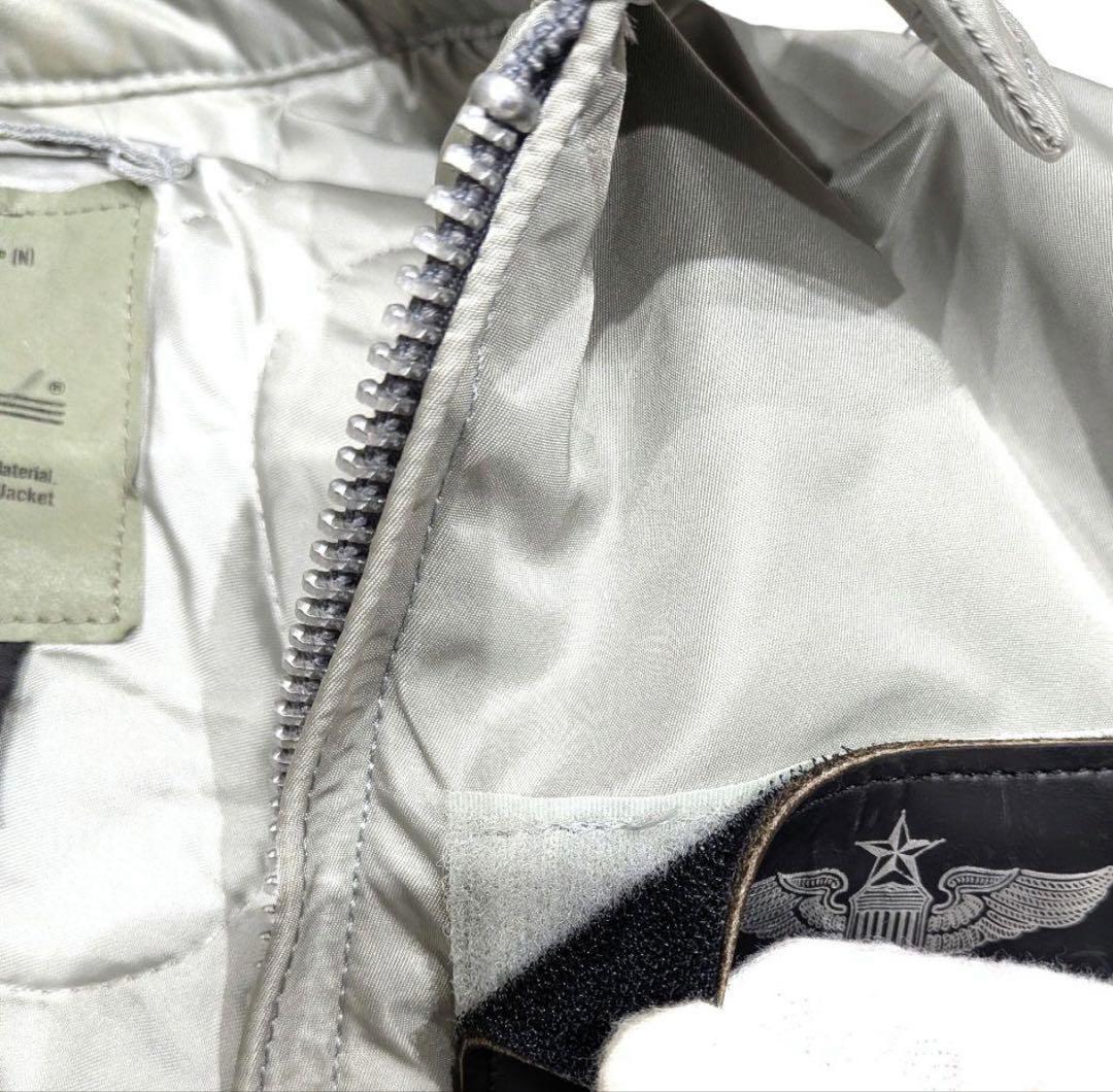 希少　アルファ 米軍 フライトジャケット　シルバー　短丈 厚手 ma1