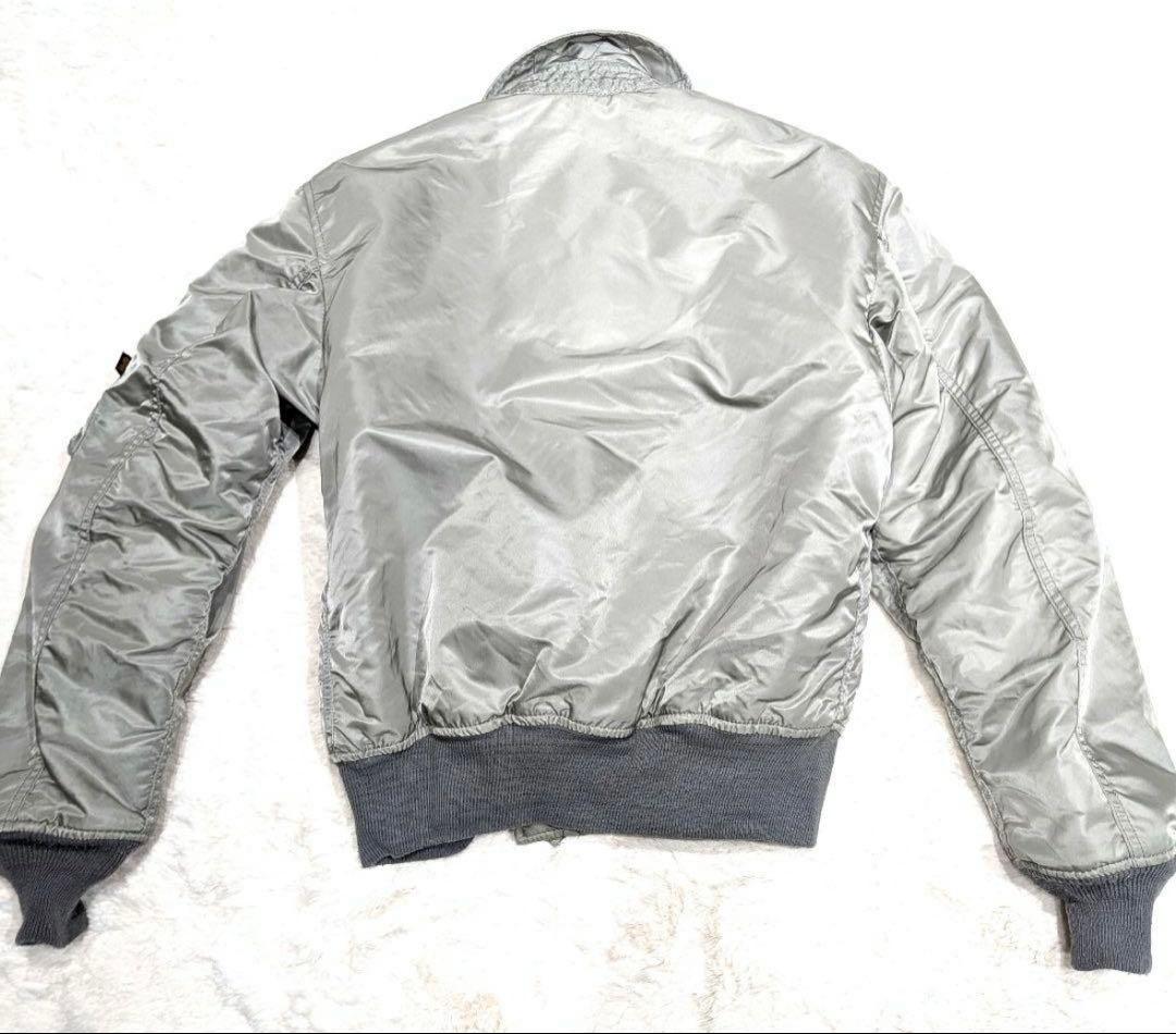 希少　アルファ 米軍 フライトジャケット　シルバー　短丈 厚手 ma1