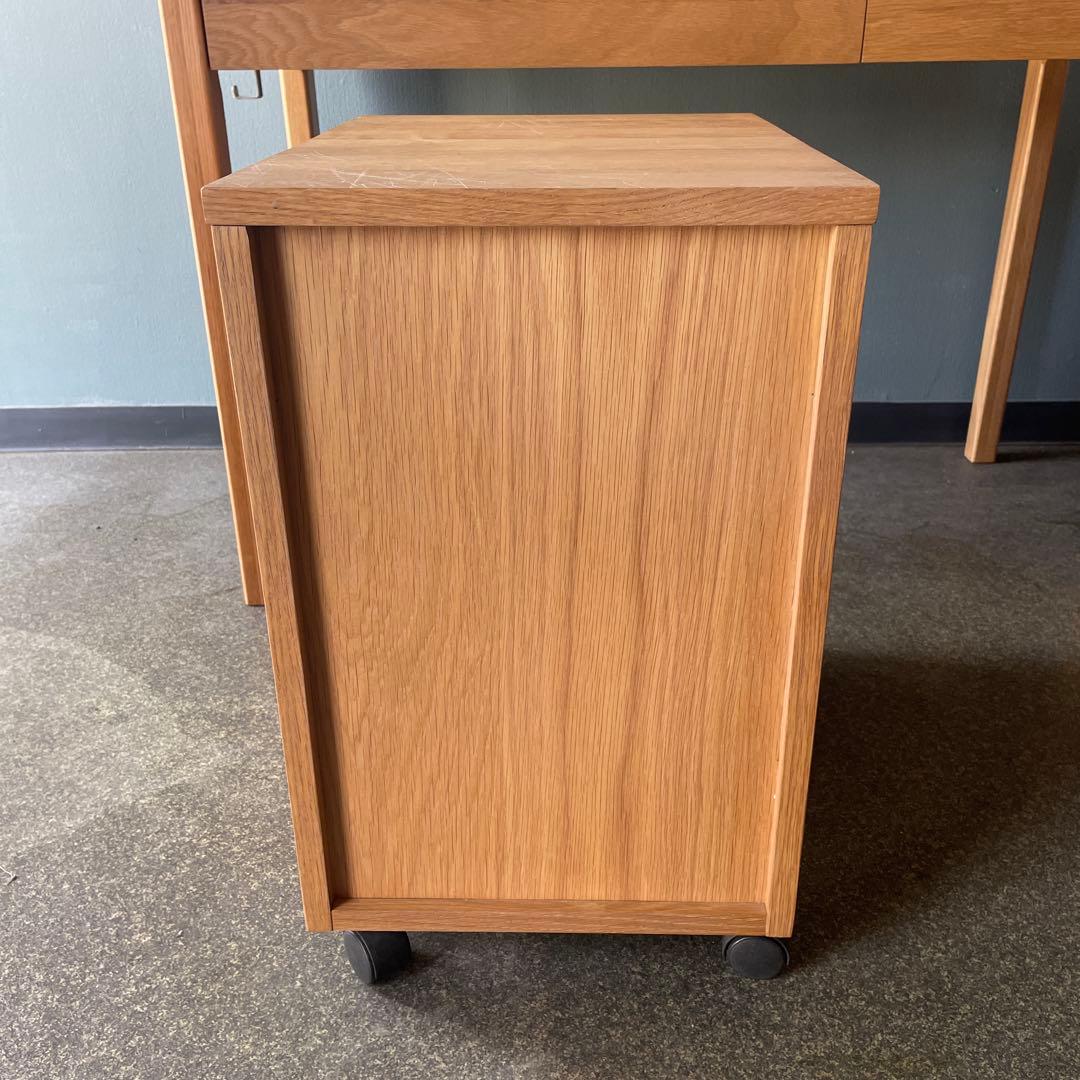 無印良品　デスクキャビネット　キャスター付き　タモ材