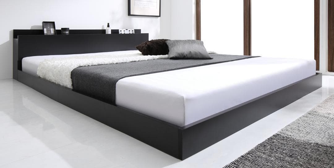 【ひめたん】＋北海道送料 セミダブルベッド マットレス付 棚 コンセント付