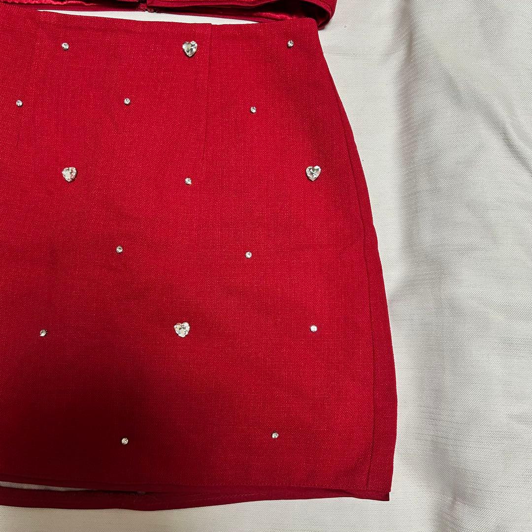 16日取り置き専用　robe de fleurs ビジュー装飾ミニドレス