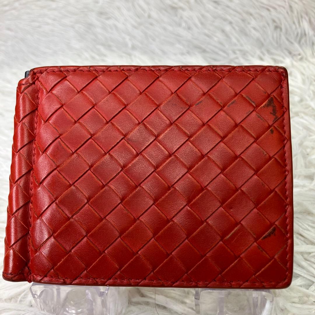 希少色✨ボッテガヴェネタ　マネークリップ　イントレチャート　オレンジ　レザー