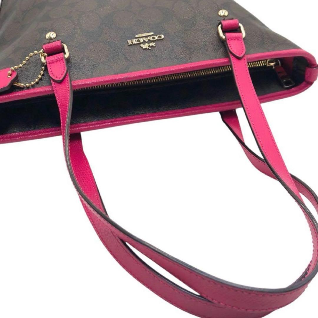 COACH コーチ トートバッグ PVC シグネチャー チャーム 茶色 ピンク