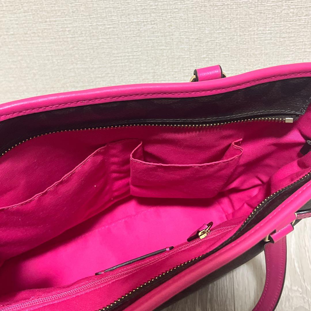 COACH コーチ トートバッグ PVC シグネチャー チャーム 茶色 ピンク
