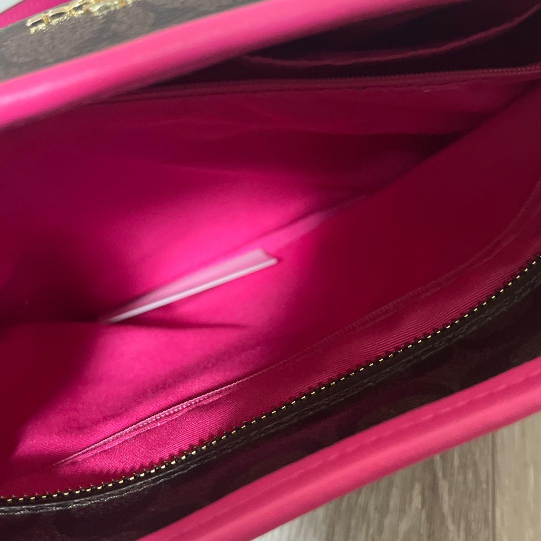 COACH コーチ トートバッグ PVC シグネチャー チャーム 茶色 ピンク